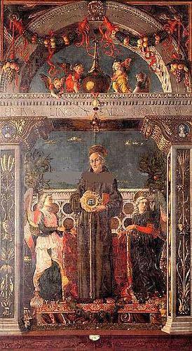 Bernardino of Siena between Two Angels, Andrea Mantegna